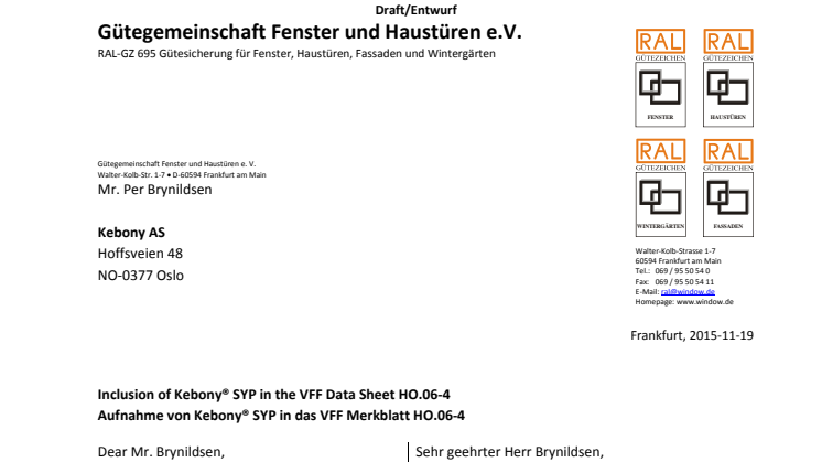 Aufnahme von Kebony® SYP in das VFF Merkblatt HO.06‐4