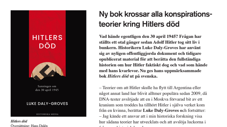 Ny bok krossar alla konspirationsteorier kring Hitlers död