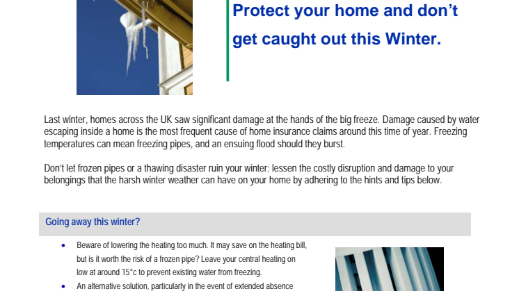 Allianz Winter Freeze Advice for Householders
