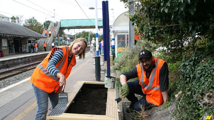 Royston residents joined forces with GTR colleagues to brighten up their station - more pictures available to download below