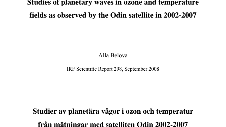 Avhandling-Studier av planetära vågor i ozon och temperatur från mätningar med satelliten Odin 2002-2007