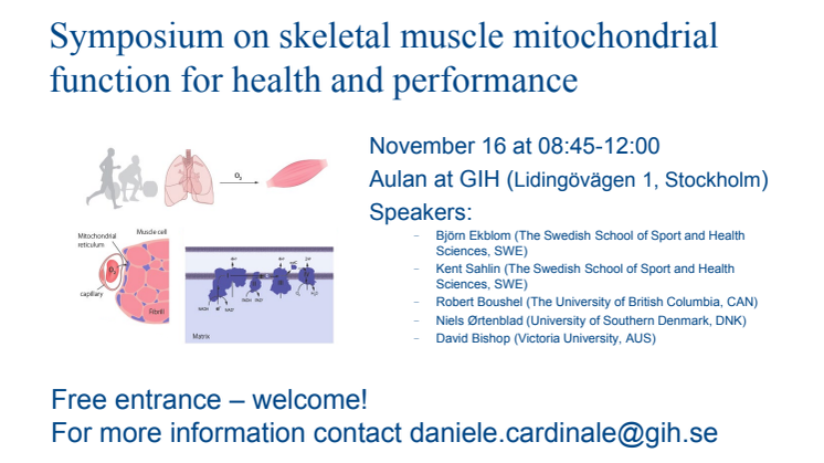 Kom till symposium på temat skeletal muscle mitochondrial function