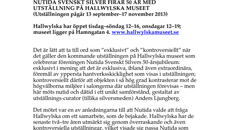 Nutida Svenskt Silver firar 50 år med utställning på Hallwylska museet