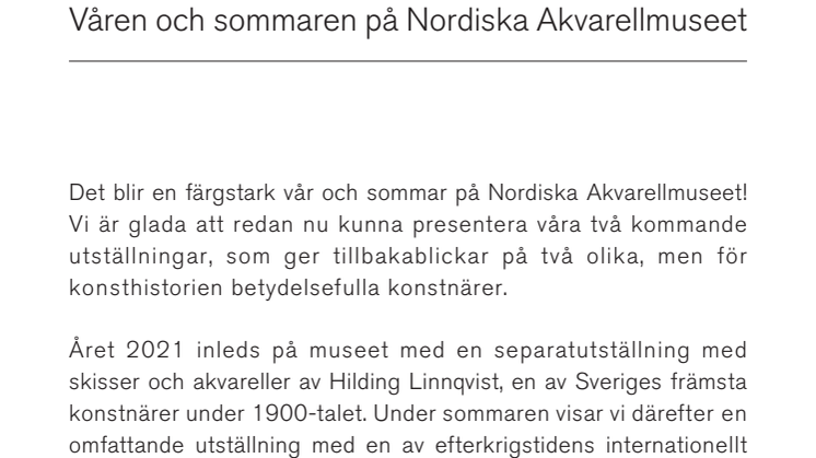 Vårens utställning på Nordiska Akvarellmuseet: Hilding Linnqvist