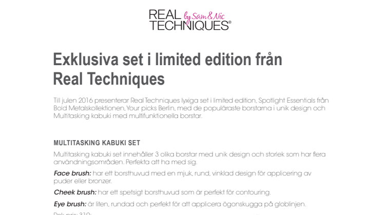 Julen 2016: Exklusiva set i limited edition från Real Techniques
