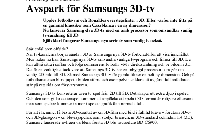 Avspark för Samsungs 3D-tv