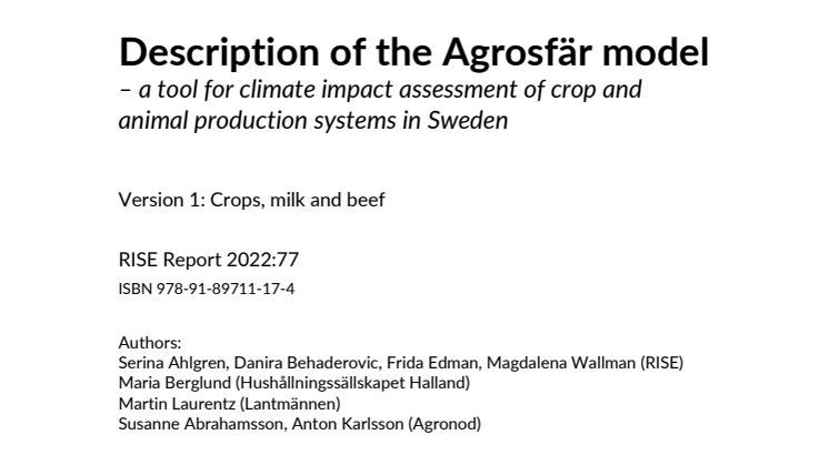 Rapport: Beräkningsmodellen i Agrosfär