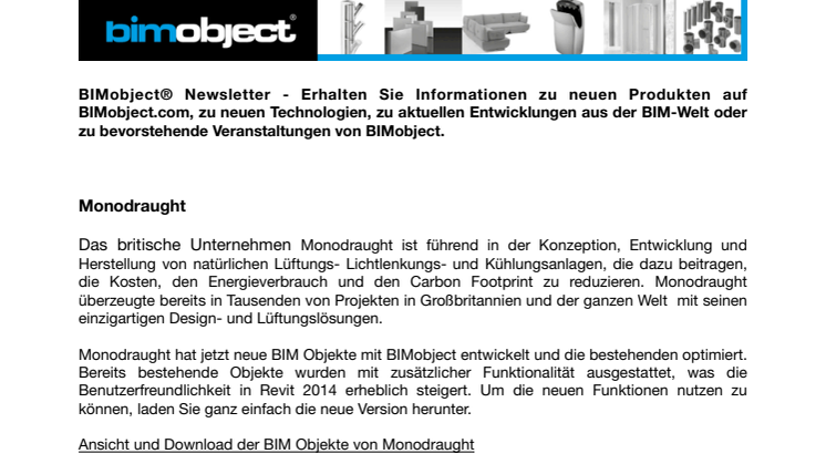 BIMobject® Newsletter - Monodraught, Gustavsberg, Daikin, LAUFEN