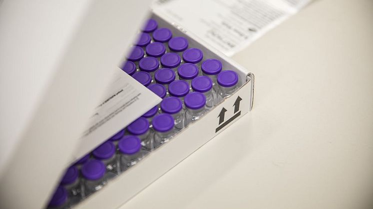 Boxed empty PfizerBioNTech vaccine vials