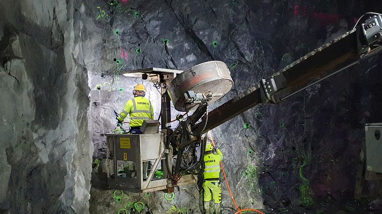 Tunnelbanans blå linje förlängs från Akalla till Barkarby. Nu pågår sprängning av de nya tunnlarna. Bild: Subterra