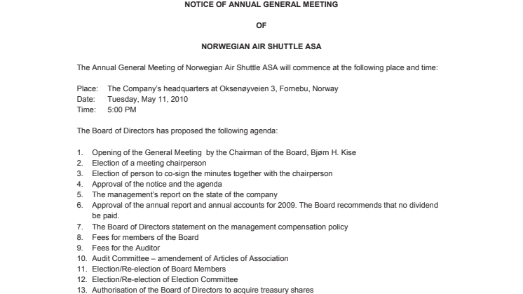 Notice of AGM