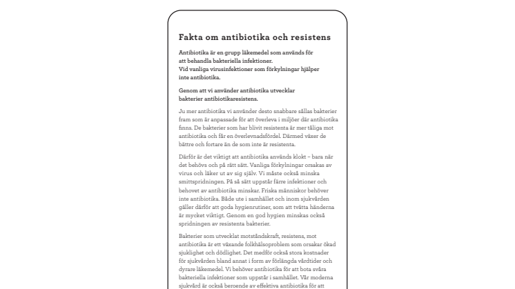 Faktablad om antibiotika och resistens