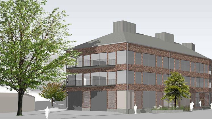 SMHI:s nya kontorsbyggnad på Nya Varvet i Göteborg är inspirerad av kringliggande varvs- och örlogsmiljö. Bild: Källfelt AB