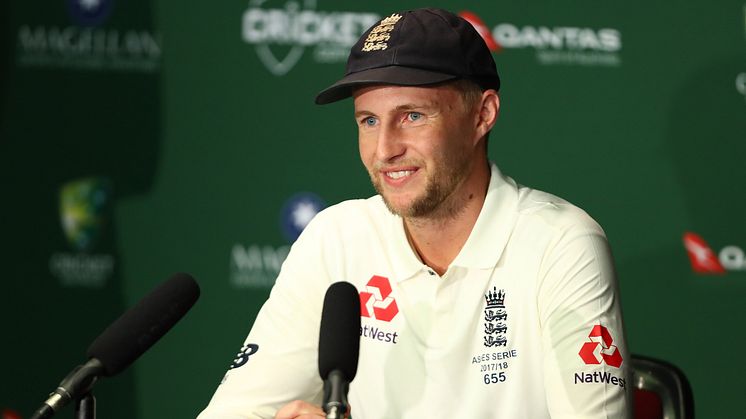 Joe Root speaks to the media at the England press conference held at the Gabba, Brisbane (photo by Getty Images)