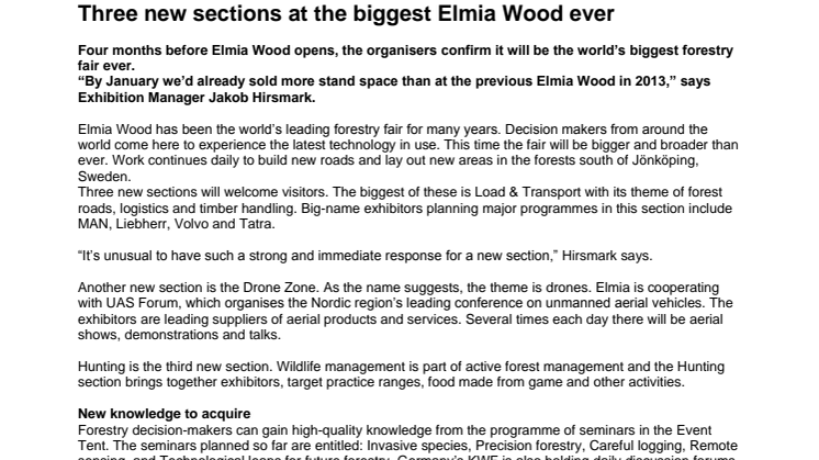 Three new sections at the biggest Elmia Wood ever