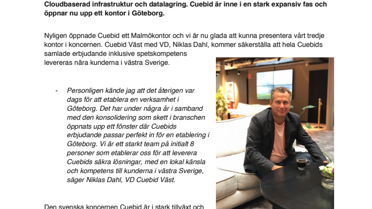 Svenska IT-säkerhetsföretaget Cuebid AB skapar tillsammans med lokala entreprenörer en ny IT-aktör i Västra Sverige