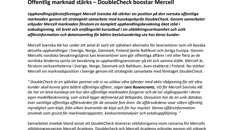 Offentlig marknad stärks – DoubleCheck boostar Mercell