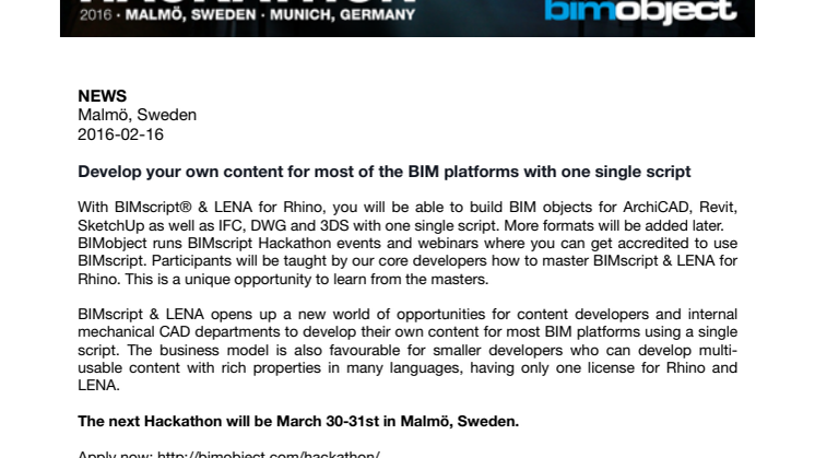 Develop your own content for most of the BIM platforms with one single script