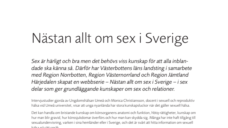 Fakta om webbserien Nästan allt om sex i Sverige