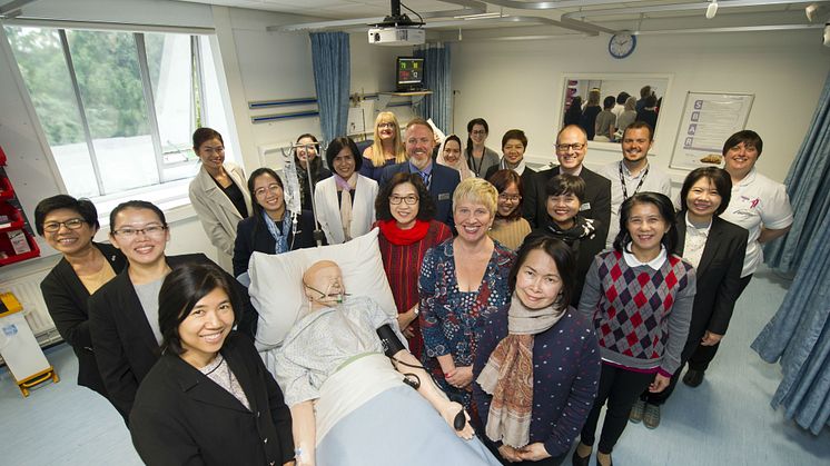 A delegation from Thailand’s Ministry of Public Health at Northumbria University's Clinical Skills Centre