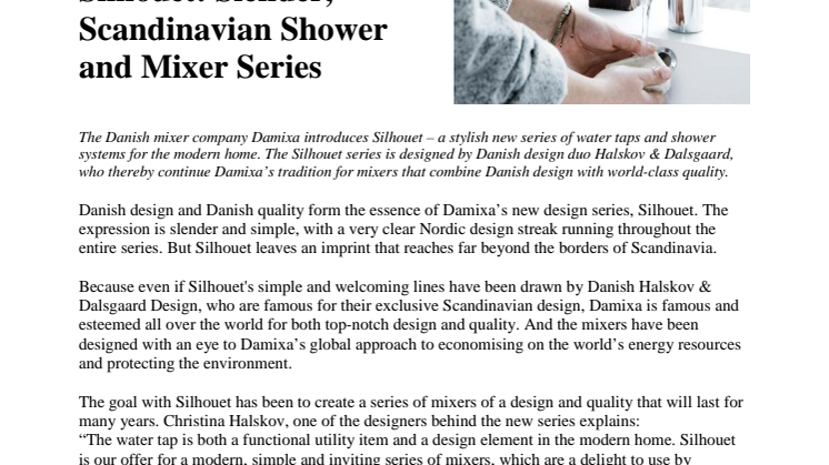 Silhouet: New Slender,  Scandinavian Shower and Mixer Series