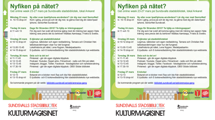 Get online week i Sundsvalls stadsbibliotek 23-27 mars