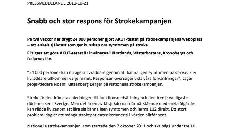 Snabb och stor respons på strokekampanjen