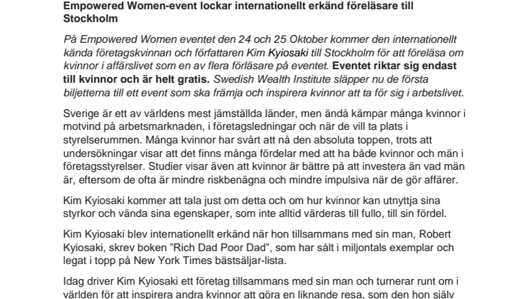 Empowered Women-event lockar internationellt erkänd föreläsare till Stockholm 