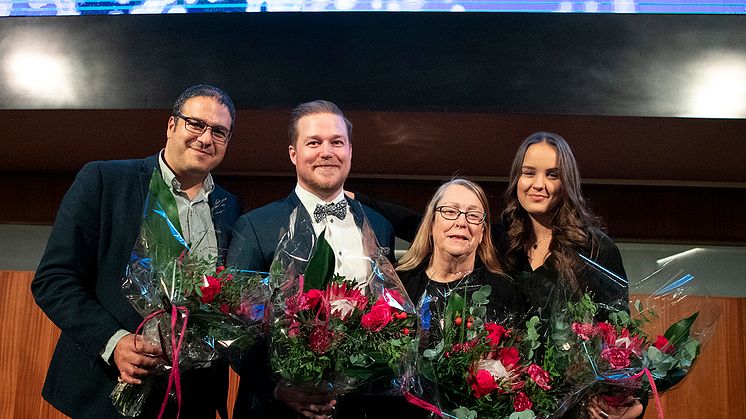  George Nikolakopoulos, Årets Innovatör för anställda vid Luleå tekniska universitet, Philip Engström, Årets Alumn, Anita Lindfors, Norrbottens kommuner, Årets  Samverkanspris och Kristina Ulander Årets Innovatör student