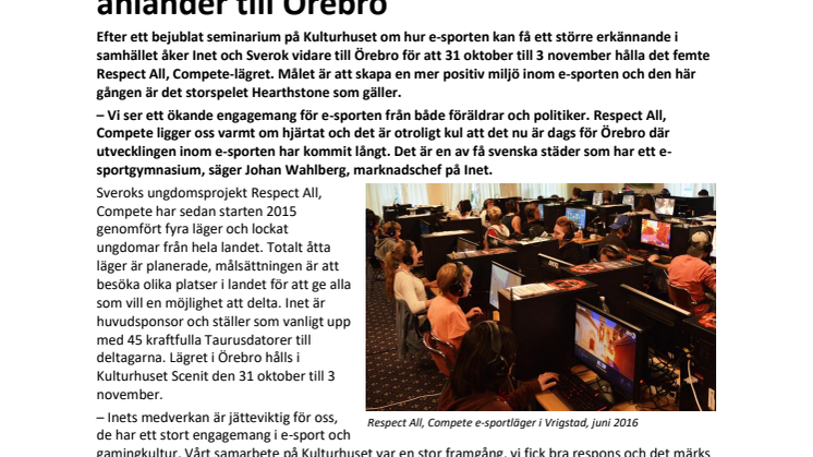 Sveriges mest välkomnande e-sportläger anländer till Örebro