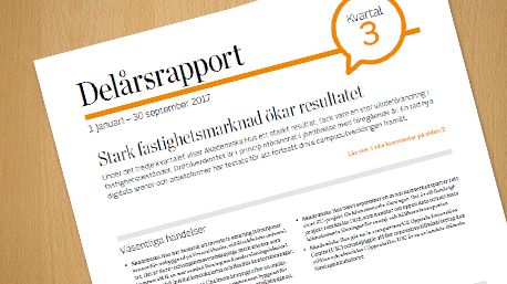 Akademiska Hus delårsrapport 1 januari – 30 september 2017