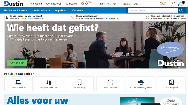 Dustin åpner for netthandel i Nederland 