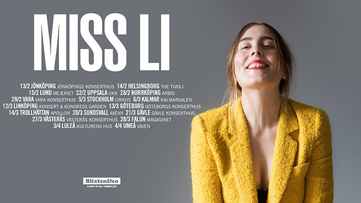 Miss Li klar för vårturné – premiär i Jönköping 13 februari!
