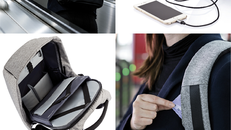 Stöldskyddad ryggsäck med många smarta fack.