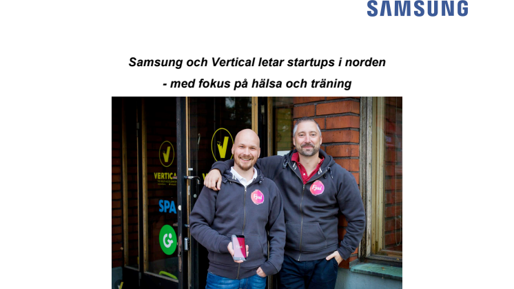 Samsung och Vertical letar startups i norden  - med fokus på hälsa och träning