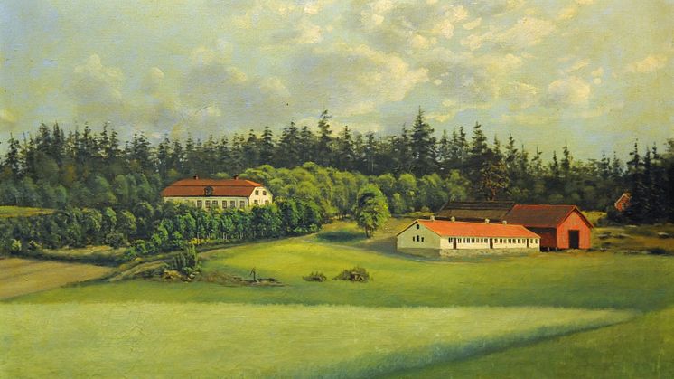 Malma gård i Badelunda socken utanför Västerås 1896. Oljemålning av Johnny Eie, Västmanlands läns museum. Foto av Kjell-Åke Jansson.