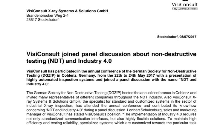 VisiConsult joined panel discussion about non-destructive testing (NDT) and Industry 4.0