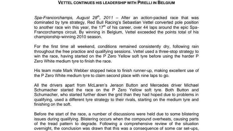 Pirellis Paul Hembery kommenterar Belgiens GP 2011