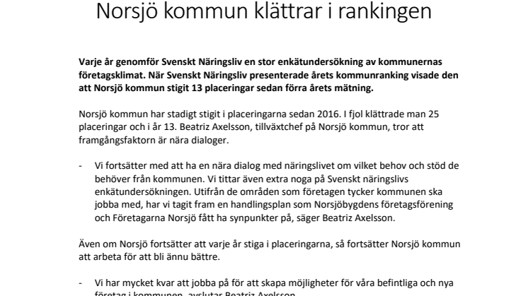  Norsjö kommun klättrar igen i rankingen