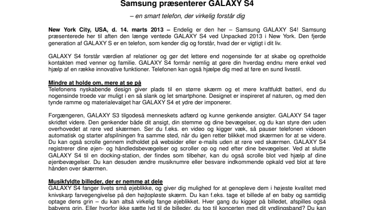 Samsung præsenterer GALAXY S 4