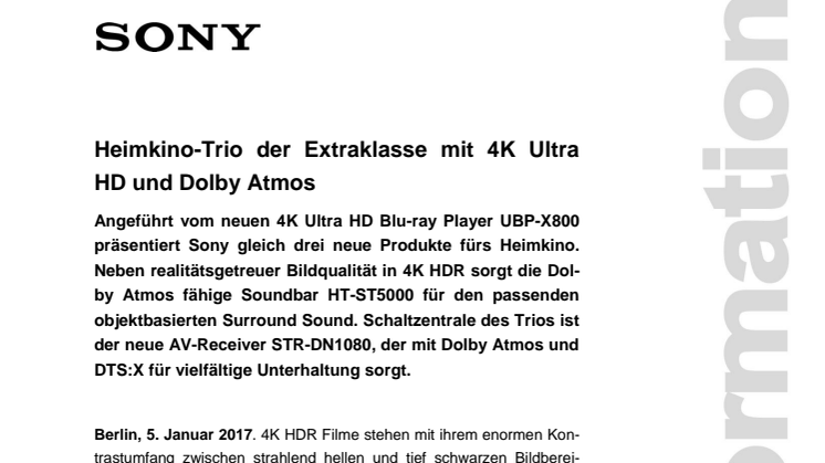 Heimkino-Trio der Extraklasse mit 4K Ultra HD und Dolby Atmos