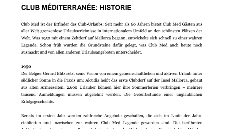 FACT: Club Med Historie