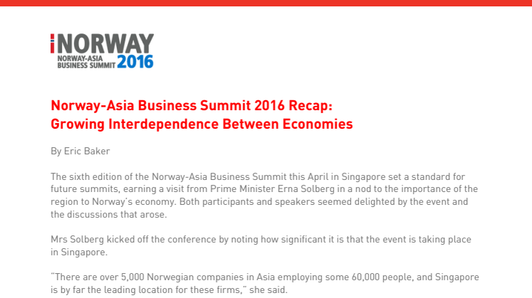 Norway-Asia Business Summit 2016 - Pictures and Summary Article