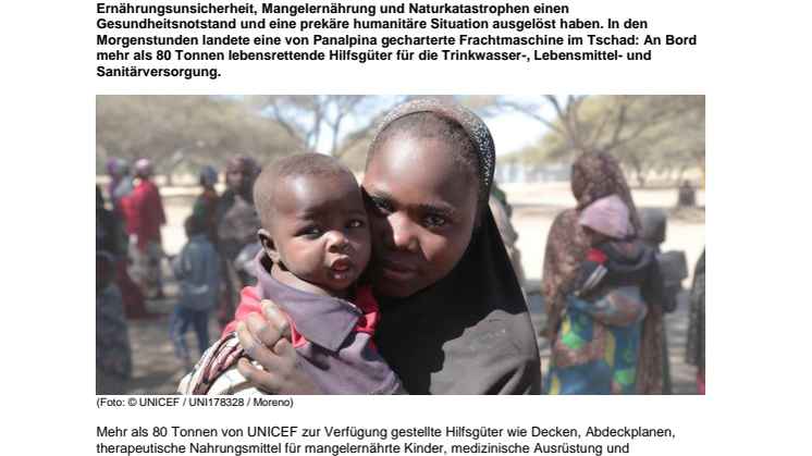 Ein Charter für Tschad – Panalpina führt unentgeltlich UNICEF-Hilfsflug durch