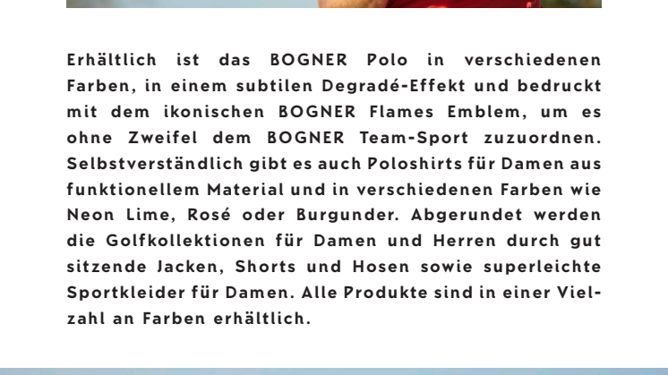 BOGNER SPORT Spring/Summer 2020 with Pro Golfer Bernhard Langer