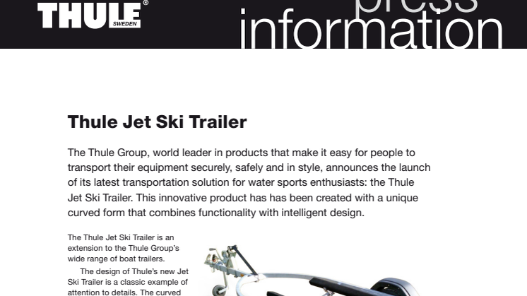Pressinformation Thule Jet Ski-trailer