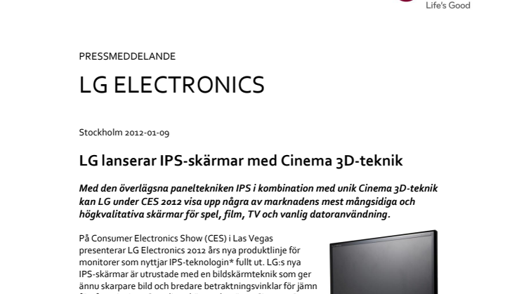 LG lanserar IPS-skärmar med Cinema 3D-teknik 