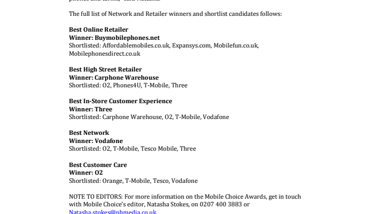 Mobile Choice Consumer Awards