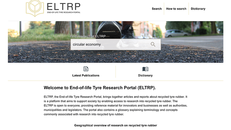 Startsida av forskningsportalen ELTRP 