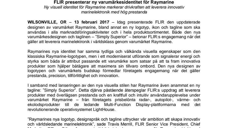 Raymarine: FLIR presenterar ny varumärkesidentitet för Raymarine